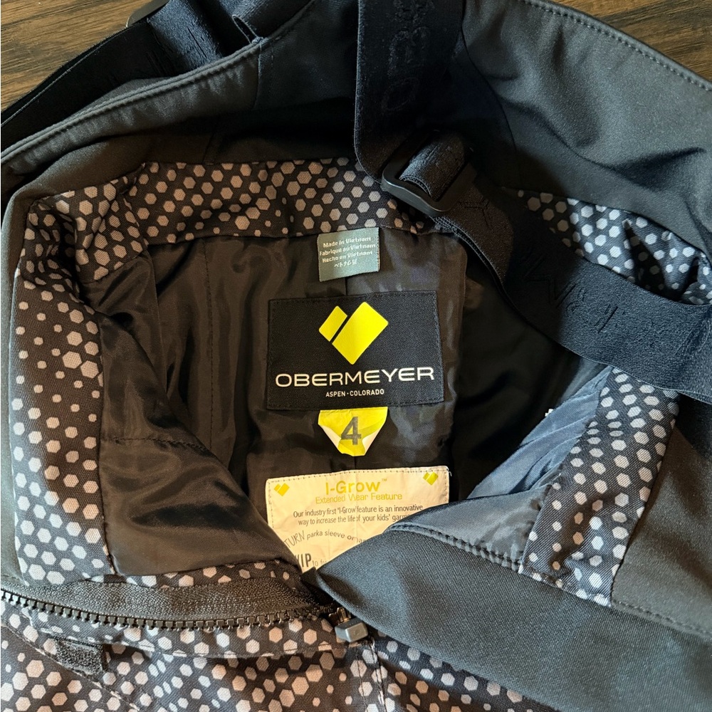 Obermeyer Black and Gray Ski Bibs / Overalls - Picture 3 of 4